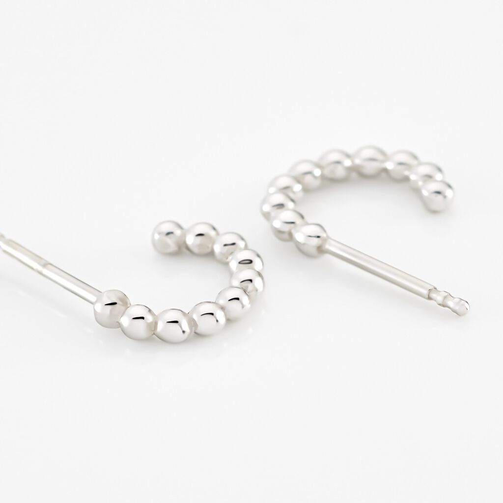 Créoles Aika Argent Blanc - Boucles d'oreilles créoles Femme | Histoire d’Or