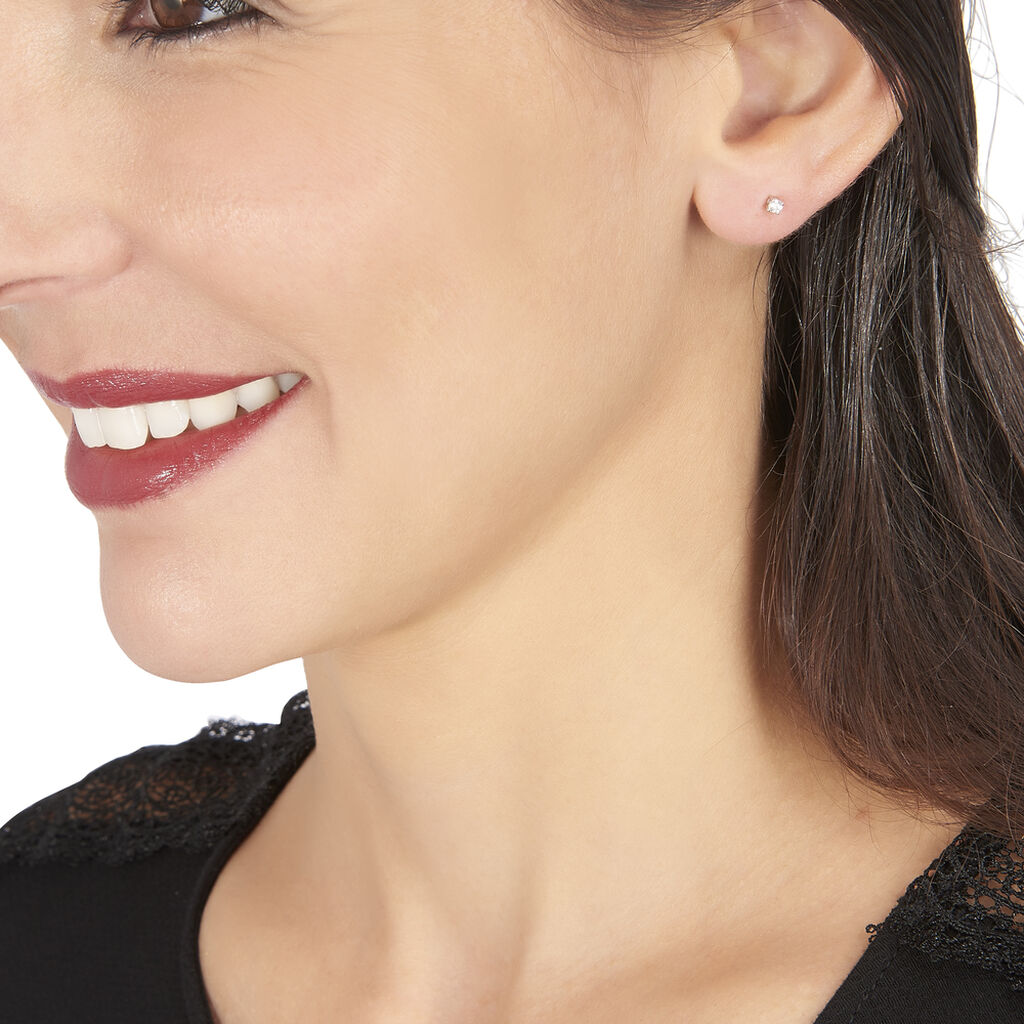 Boucles D'oreilles Puces Victoria Or Blanc Diamant - Clous d'oreilles Femme | Histoire d&rsquo;Or
