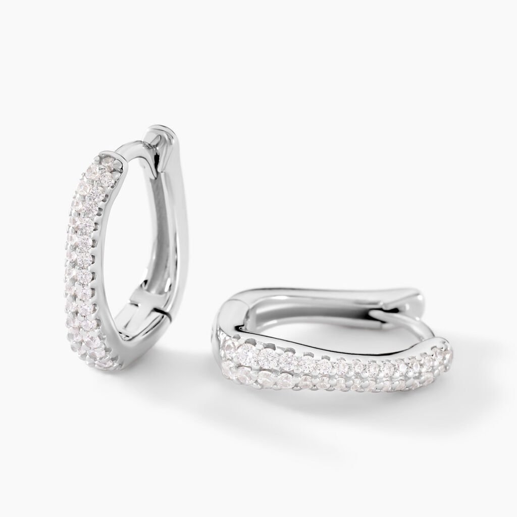 Créoles Nandie Argent Blanc Oxyde De Zirconium - Boucles d'oreilles créoles Femme | Histoire d’Or