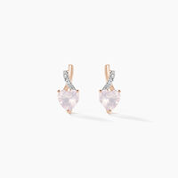 Boucles D'oreilles Puces Or Rose Clothilde Quartz