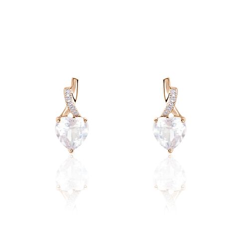 Boucles D'oreilles Puces Or Rose Clothilde Quartz - Clous d'oreilles Femme | Histoire d’Or