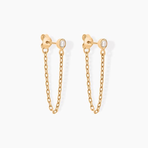 Boucles D'oreilles Pendantes Plaqu&eacute; Or Lienard Oxydes De Zirconium - Boucles d'oreilles fantaisie Femme | Histoire d&rsquo;Or