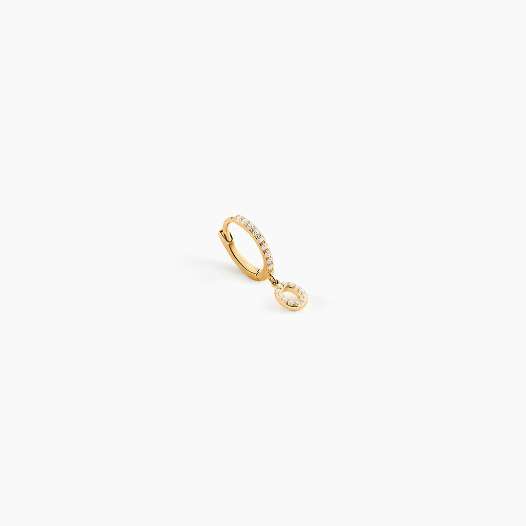 Cr&eacute;ole Unitaire L&eacute;ria Or Jaune Oxydes De Zirconium - Piercings d'oreilles Femme | Histoire d&rsquo;Or