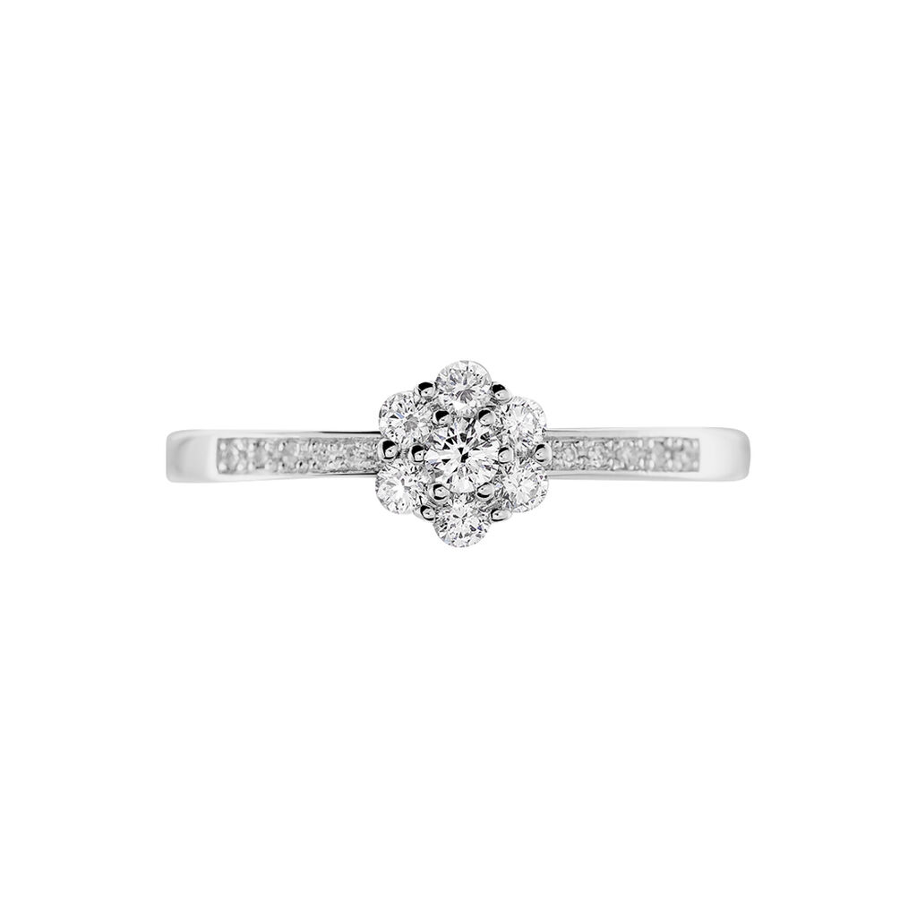Bague Magnolia Or Blanc Diamant - Bagues avec pierre Femme | Histoire d’Or