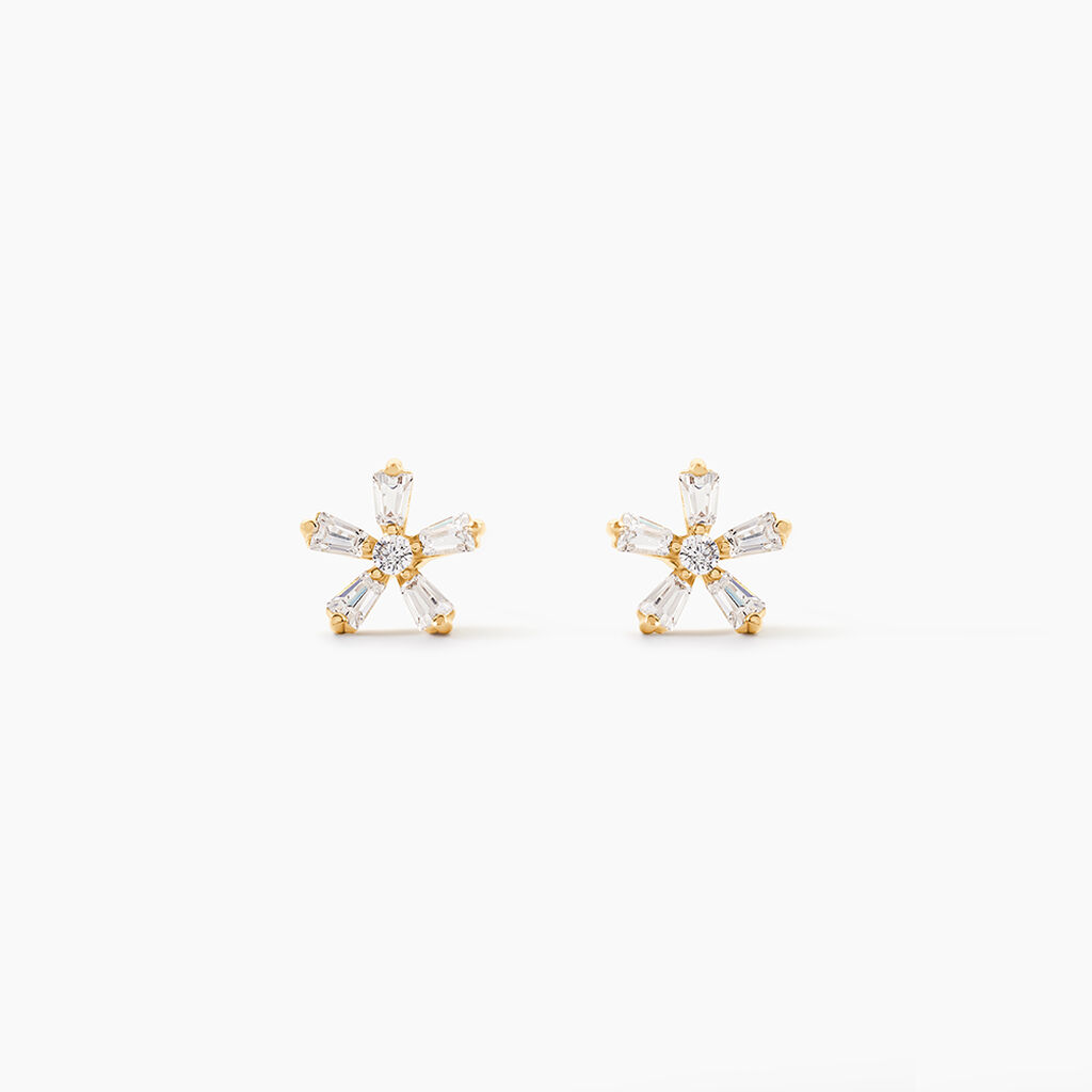 Boucles D'Oreilles Puces Ilyna Or Jaune Oxyde De Zirconium - Clous d'oreilles Enfant | Histoire d&rsquo;Or