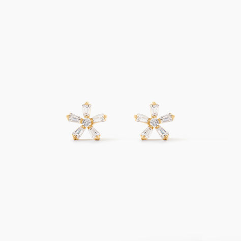 Boucles D'Oreilles Puces Ilyna Or Jaune Oxyde De Zirconium - Clous d'oreilles Enfant | Histoire d&rsquo;Or