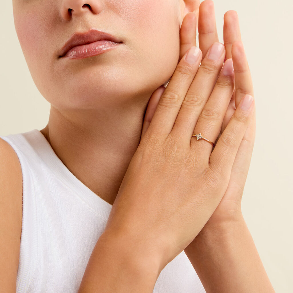 Bague Dainty Plaqu&eacute; Or Jaune Oxyde De Zirconium - Bagues avec pierre Femme | Histoire d&rsquo;Or