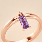Bague Purple Mood Argent Rose Oxyde De Zirconium - Bagues solitaires Femme | Histoire d&rsquo;Or