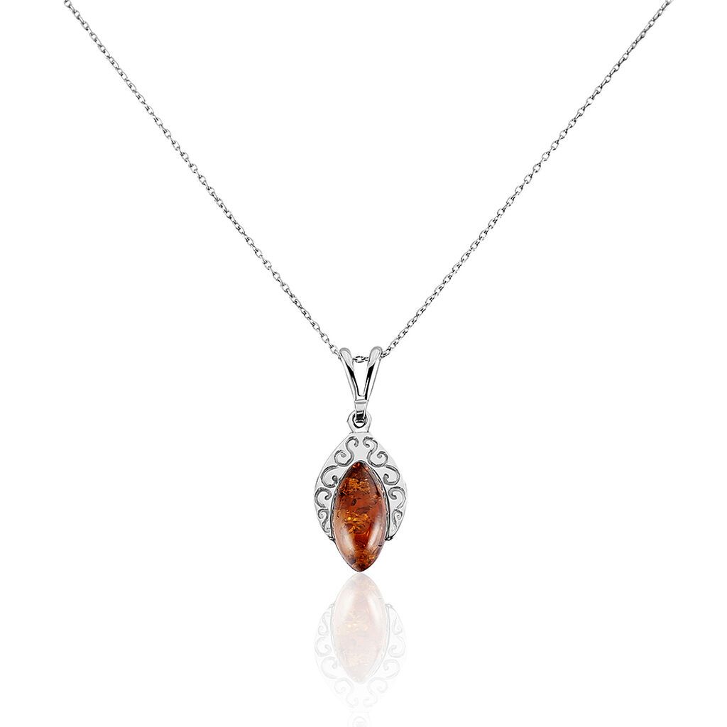 Collier Argent Blanc Enya Ambre