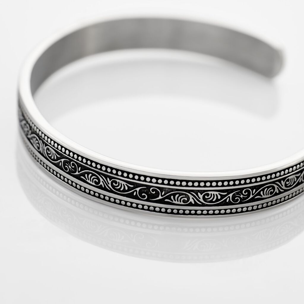 Bracelet Jonc Ouvert Acier Vieillit Veron - Bracelets fantaisie Homme | Histoire d’Or