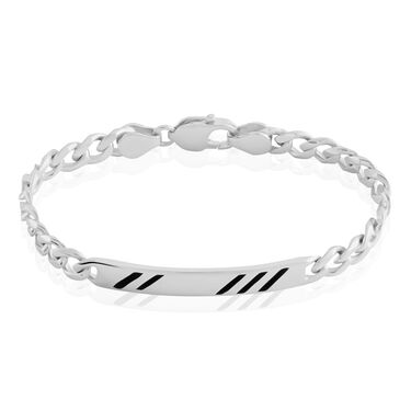 Gourmette alternée pour garçon en argent 925 - gravée sur-mesure