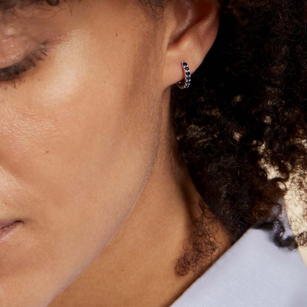 Créoles Or Blanc Killian Saphir - Boucles d'oreilles créoles Femme | Histoire d’Or