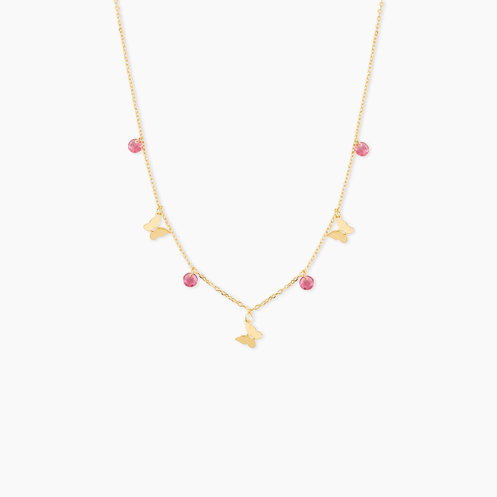 Collier Phyliss Argent Dor&eacute; A L'Or 750/1000 Oxyde De Zirconium - Bijoux avec pierres Enfant | Histoire d&rsquo;Or