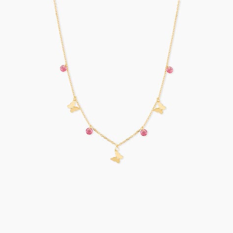 Collier Phyliss Argent Dor&eacute; A L'Or 750/1000 Oxyde De Zirconium - Bijoux avec pierres Enfant | Histoire d&rsquo;Or