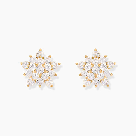 Boucles D'oreilles Puces Bleuenn Plaqué Or Jaune Oxyde De Zirconium - Nouveautés Femme | Histoire d’Or