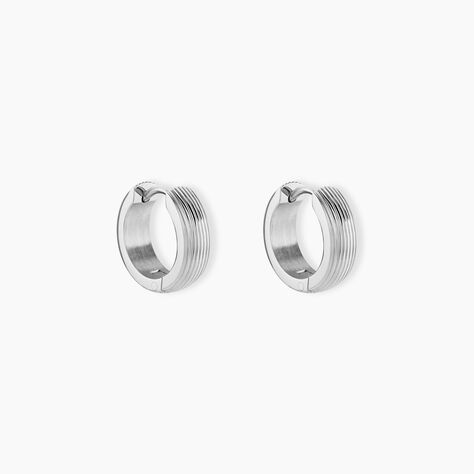 Cr&eacute;oles Sumiko Acier Blanc - Boucles d'oreilles cr&eacute;oles Homme | Histoire d&rsquo;Or