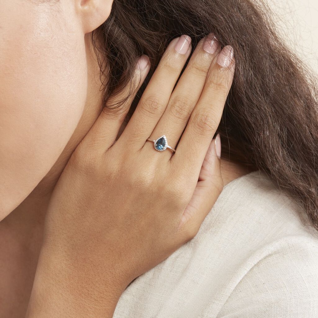 Bague Anatolie Or Blanc Topaze Et Oxyde De Zirconium - Bagues solitaires Femme | Histoire d’Or