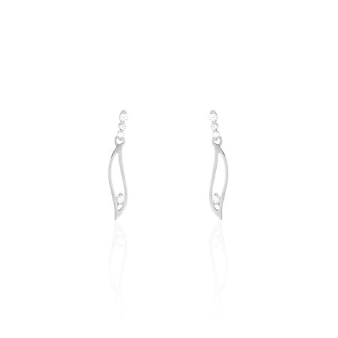 Boucles D'oreilles Pendantes Ysanna Or Blanc Oxyde De Zirconium - Boucles d'oreilles pendantes Femme | Histoire d’Or
