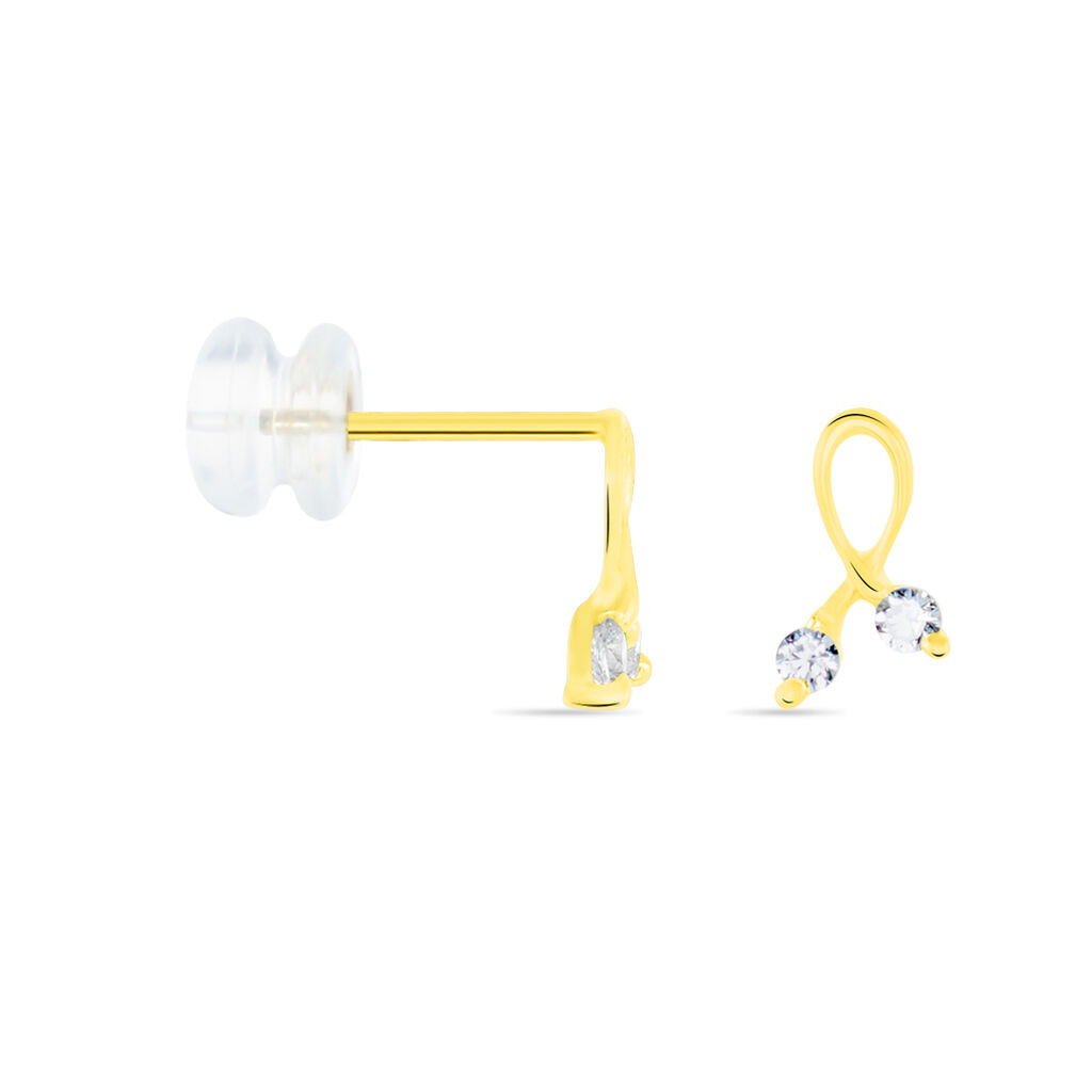Boucles D'oreilles Puces Alvina Ruban Or Jaune Oxyde De Zirconium - Clous d'oreilles Femme | Histoire d’Or