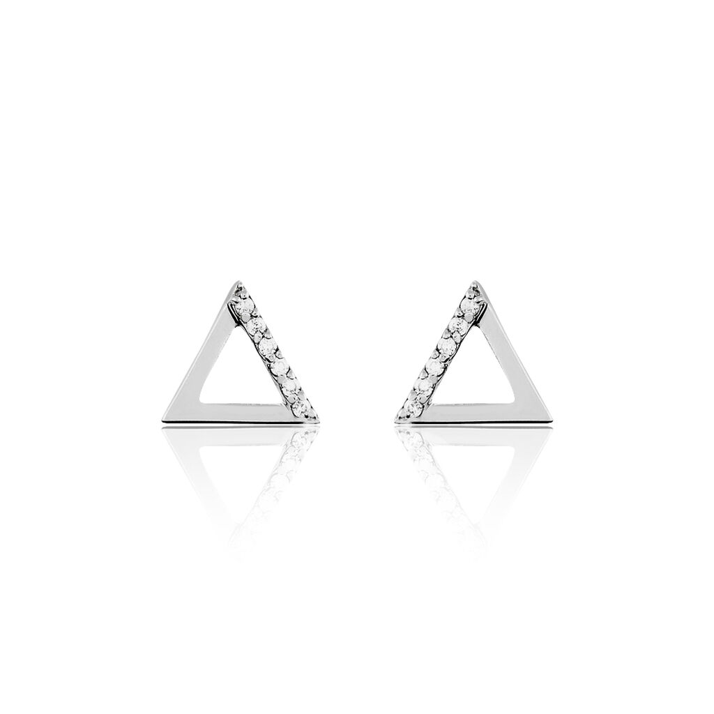 Boucles D'oreilles Puces Lorena Argent Blanc Oxyde De Zirconium - Boucles d'oreilles fantaisie Femme | Histoire d’Or