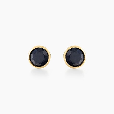 Boucles D'oreilles Puces Edy Serti Clos Or Jaune Saphir - Clous d'oreilles Femme | Histoire d’Or