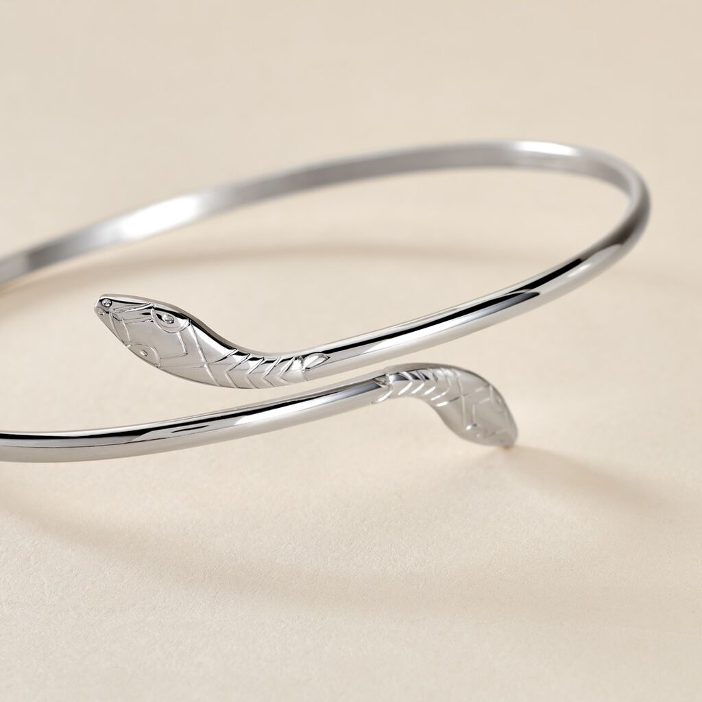 Bracelet Jonc Maisha Argent Blanc - Bracelets joncs Femme | Histoire d’Or