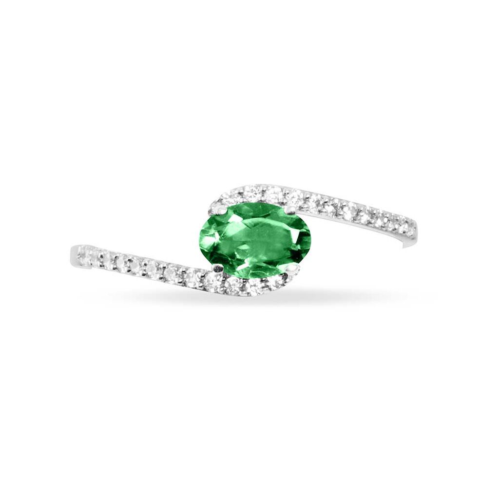 Bague Loriane Or Blanc Emeraude Et Diamant - Bagues solitaires Femme | Histoire d’Or