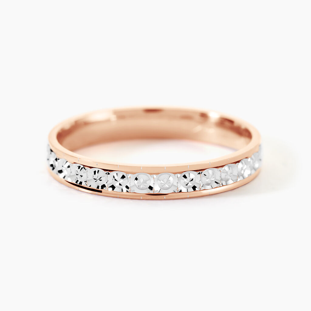 Alliance Fantaisie Diamantee Ruban Plat Or Bicolore - Alliances Unisex | Histoire d&rsquo;Or