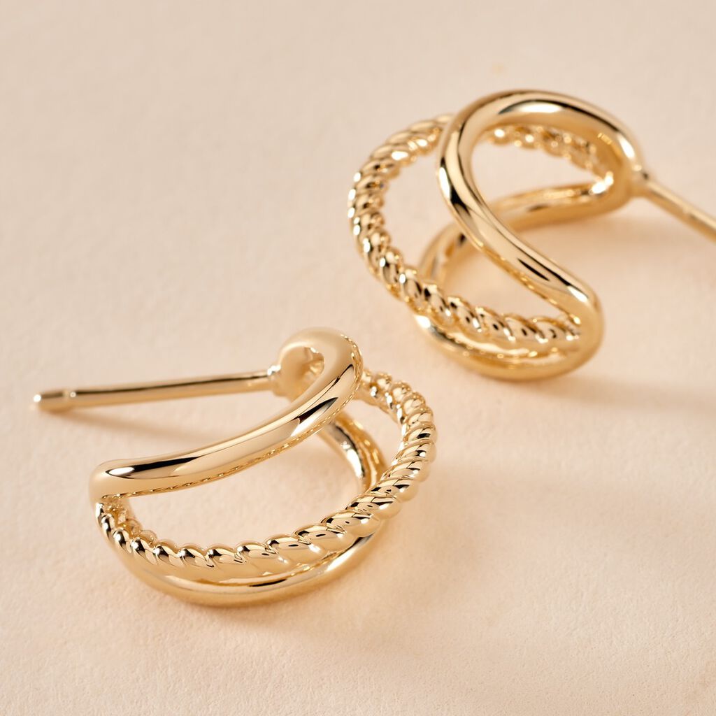 Créoles Preeti Plaqué Or Jaune - Boucles d'oreilles créoles Femme | Histoire d’Or