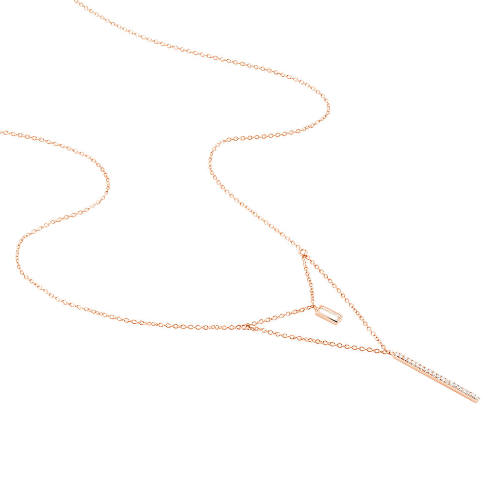 Collier Tea Argent Blanc Oxyde De Zirconium - Colliers doubles et triples cha&icirc;nes Femme | Histoire d&rsquo;Or