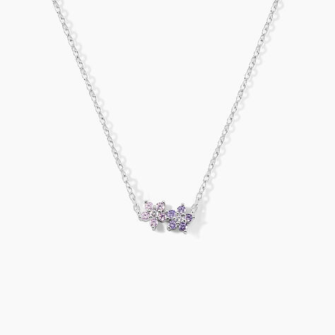 Collier Purple Bloom Argent Blanc Oxyde De Zirconium - Colliers fantaisie Femme | Histoire d&rsquo;Or