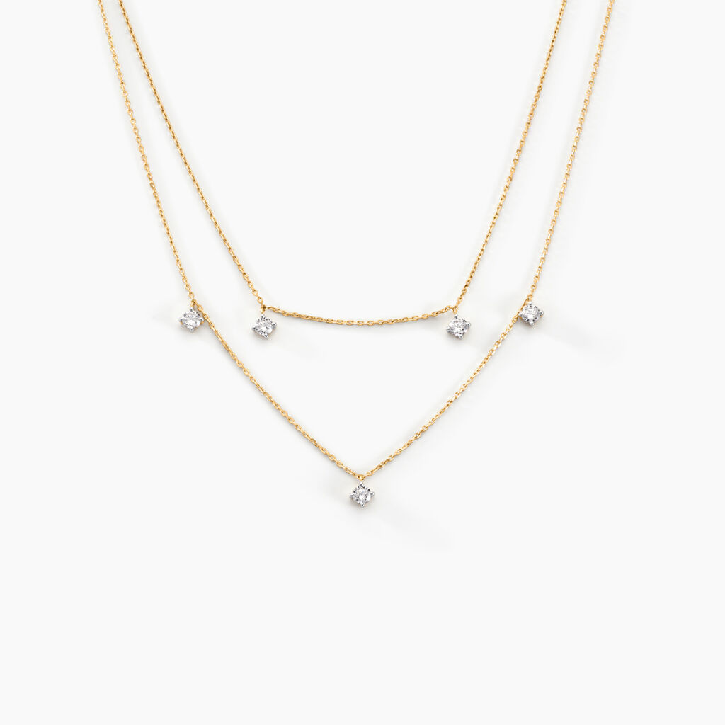 Collier Or Jaune Eclat D'etoile Oxyde De Zirconium - Colliers doubles et triples chaînes Femme | Histoire d’Or