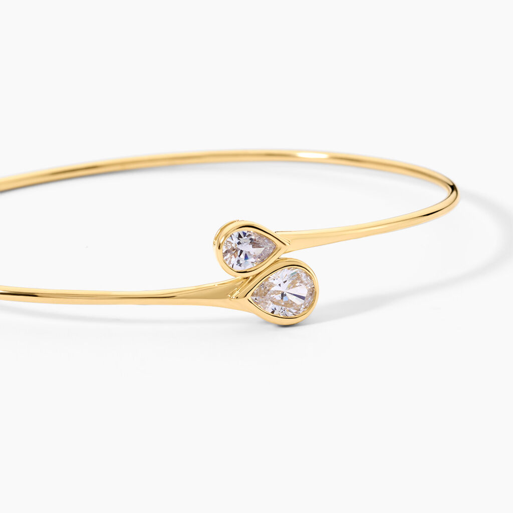 Bracelet Jonc Sunset Riviera Argent Dor&eacute; A L'Or 750/1000 Oxyde De Zirconium - Bracelets joncs Femme | Histoire d&rsquo;Or