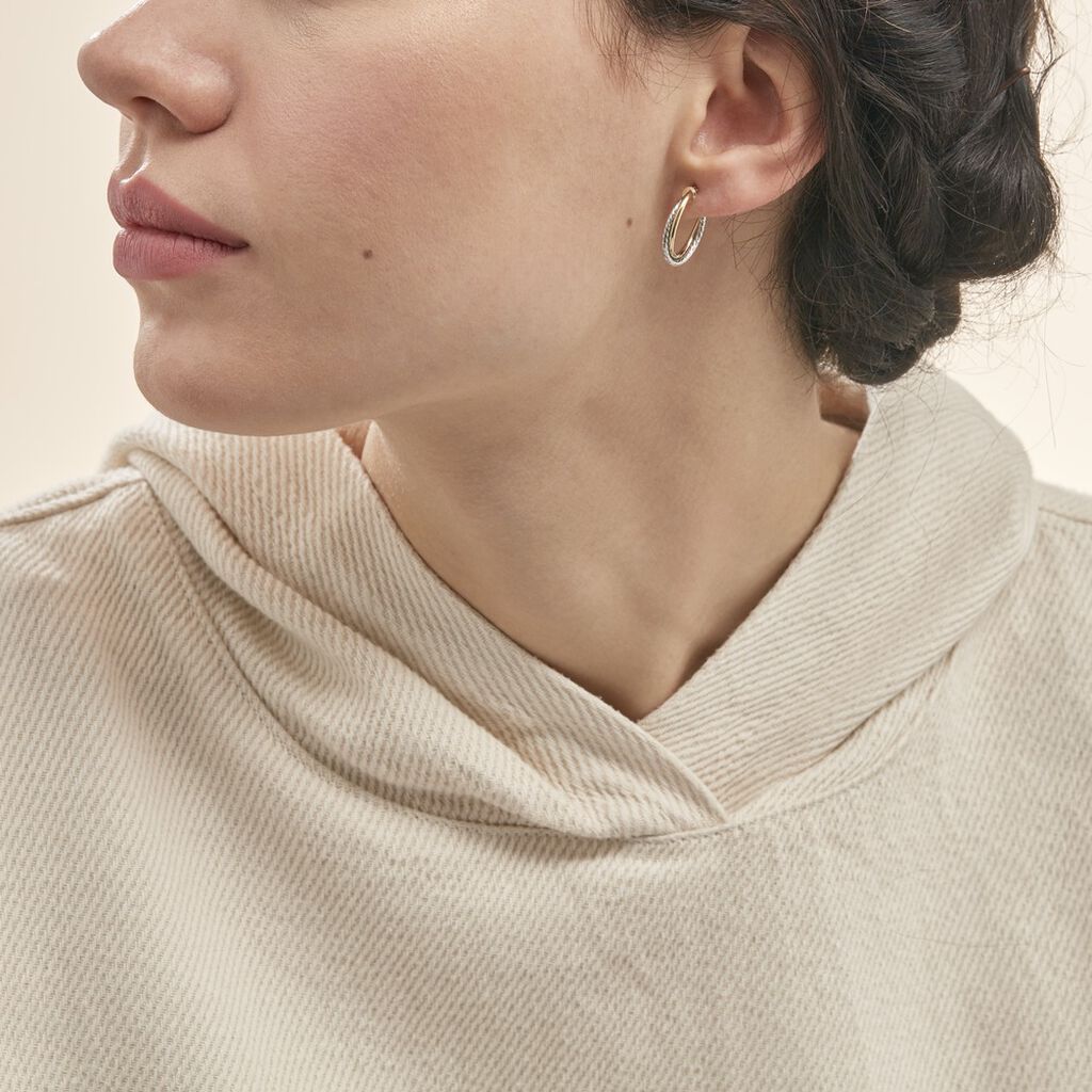 Créoles Maelia Or Bicolore - Boucles d'oreilles créoles Femme | Histoire d’Or