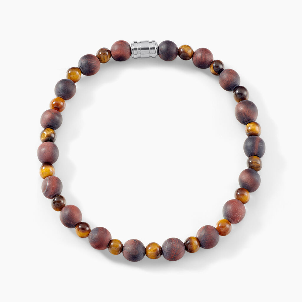 Bracelet Younes Acier Argenté Oeil De Tigre - Nouveautés Homme | Histoire d’Or