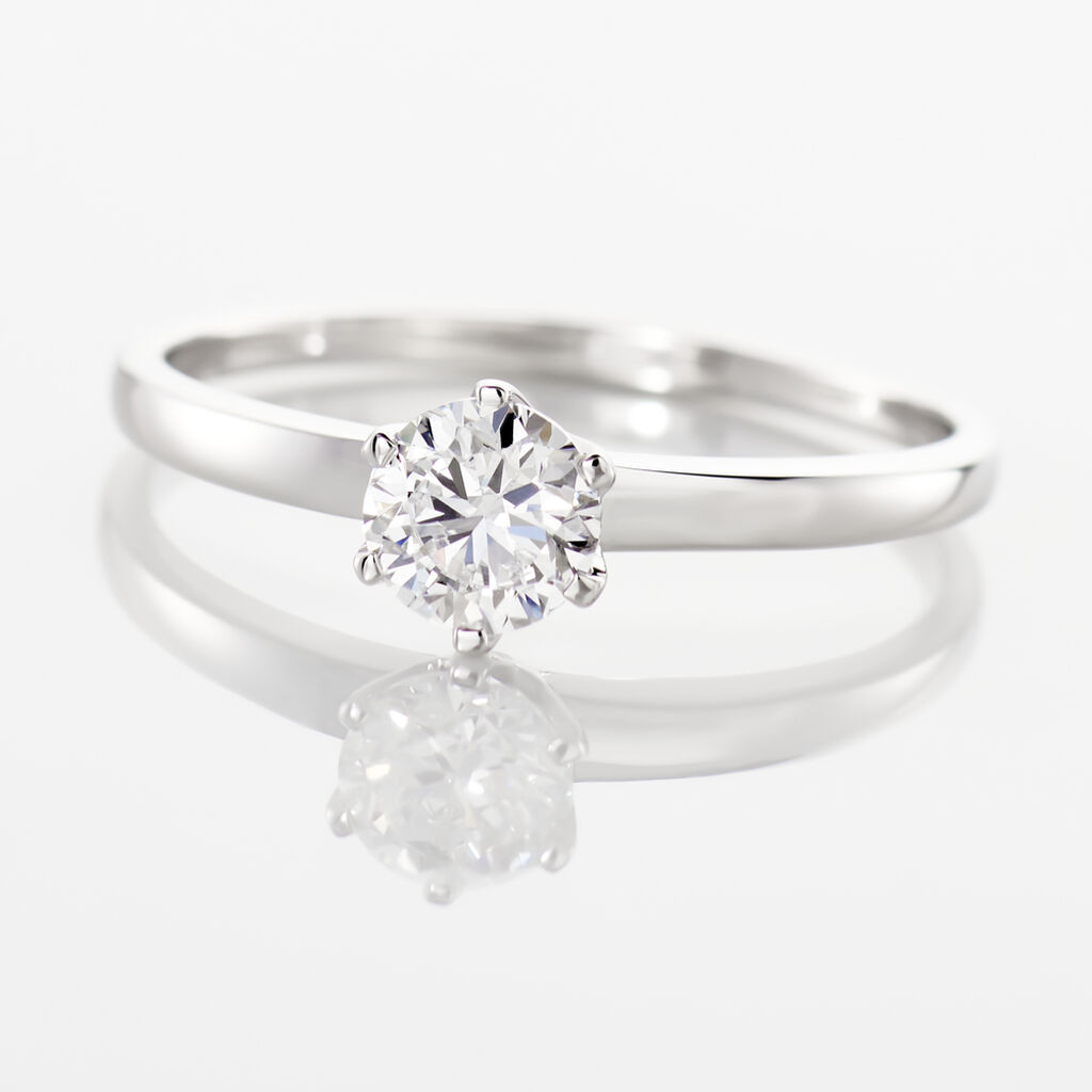 Bague Solitaire Natalia Or Blanc Diamant Synthetique - Bagues solitaires Femme | Histoire d&rsquo;Or