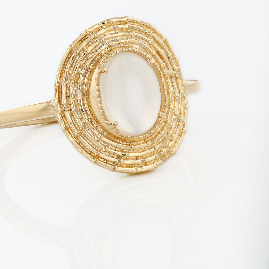 Bague Linna Plaqu&eacute; Or Jaune Pierre De Lune - Bagues solitaires Femme | Histoire d&rsquo;Or