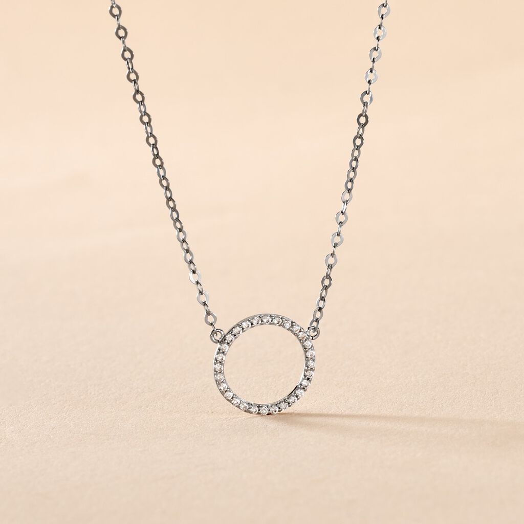 Collier Stip Or Blanc Oxyde De Zirconium - Colliers Femme | Histoire d’Or