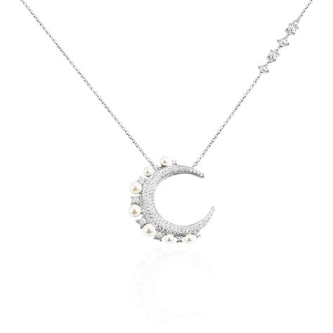 Collier Moon Argent Perle D'imitation Chrysoprase Et Oxyde - Colliers Femme | Histoire d’Or