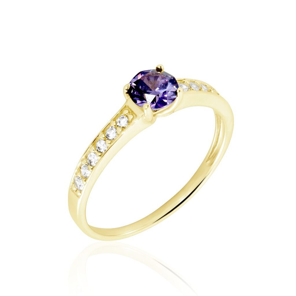 Bague Carrol Or Jaune Améthyste Oxyde De Zirconium - Bagues solitaires Femme | Histoire d’Or