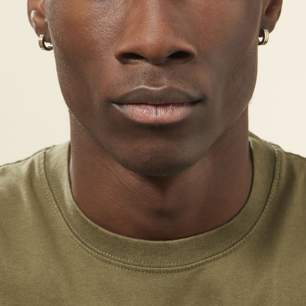 Créoles Jourdan Tilos Acier Bicolore Dore / Blanc - Boucles d'oreilles créoles Homme | Histoire d’Or
