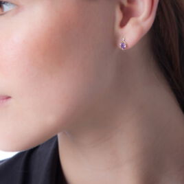 Boucles D'oreilles Pendantes Clothilde Or Jaune Amethyste Et Diamant - Boucles d'oreilles pendantes Femme | Histoire d’Or