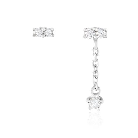 Boucles D'oreilles Dépareillées Argent Blanc Braden Oxyde De Zirconium - Boucles d'oreilles fantaisie Femme | Histoire d’Or