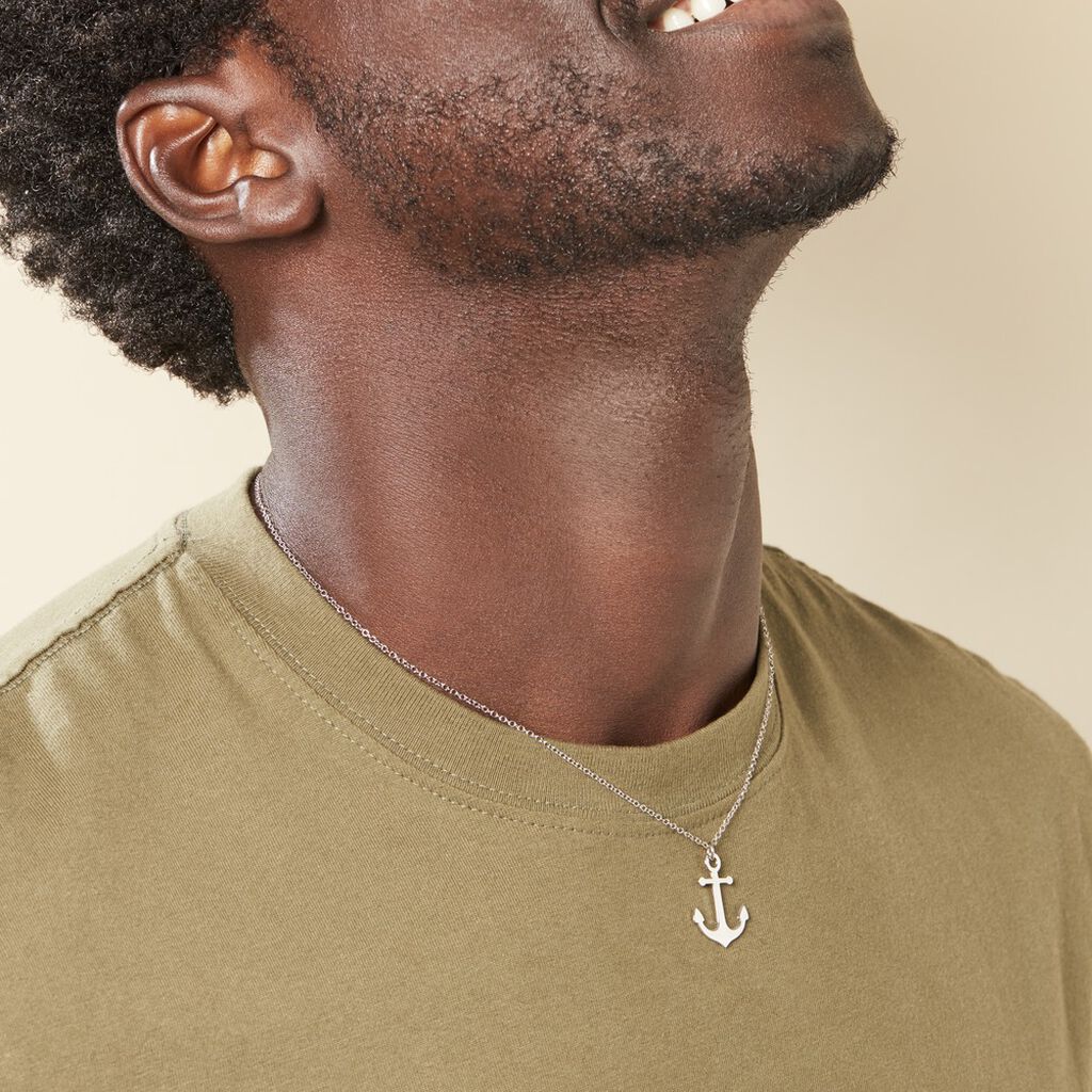 Collier Sacha Argent Blanc - Colliers fantaisie Homme | Histoire d’Or
