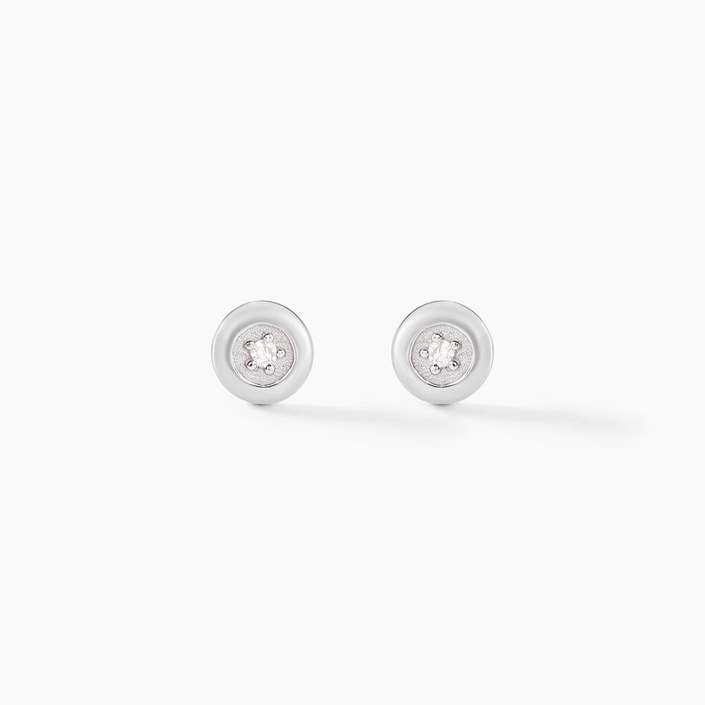 Boucles D'oreilles Puces Fatiana Or Blanc Diamant - Clous d'oreilles Femme | Histoire d&rsquo;Or