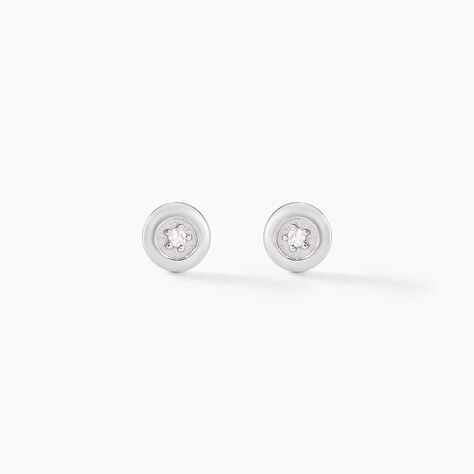 Boucles D'oreilles Puces Fatiana Or Blanc Diamant - Clous d'oreilles Femme | Histoire d&rsquo;Or
