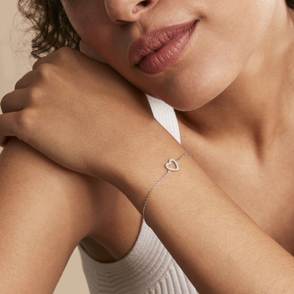 Bracelet Sassa Argent Blanc Oxyde De Zirconium - Bracelets Coeur Femme | Histoire d’Or