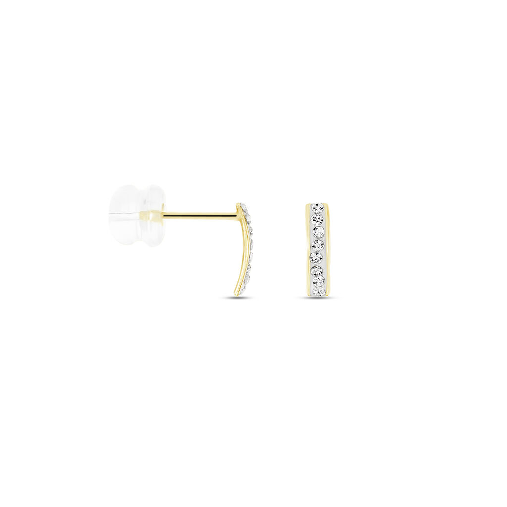 Boucles D'oreilles Puces Youssa Barrettes Or Jaune Strass - Clous d'oreilles Femme | Histoire d’Or