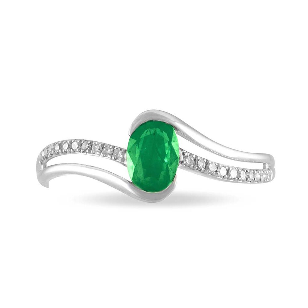 Bague Anja Or Blanc Emeraude Et Diamant - Bagues solitaires Femme | Histoire d’Or