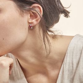 Boucles D'oreilles Puces Angie Or Blanc Diamant Et Rubis - Clous d'oreilles Femme | Histoire d’Or